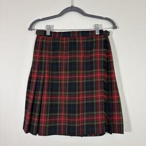 VTG Jones New York Tartan Plaid Pleated Kilt Skirt Red Black Academia Preppy 10P